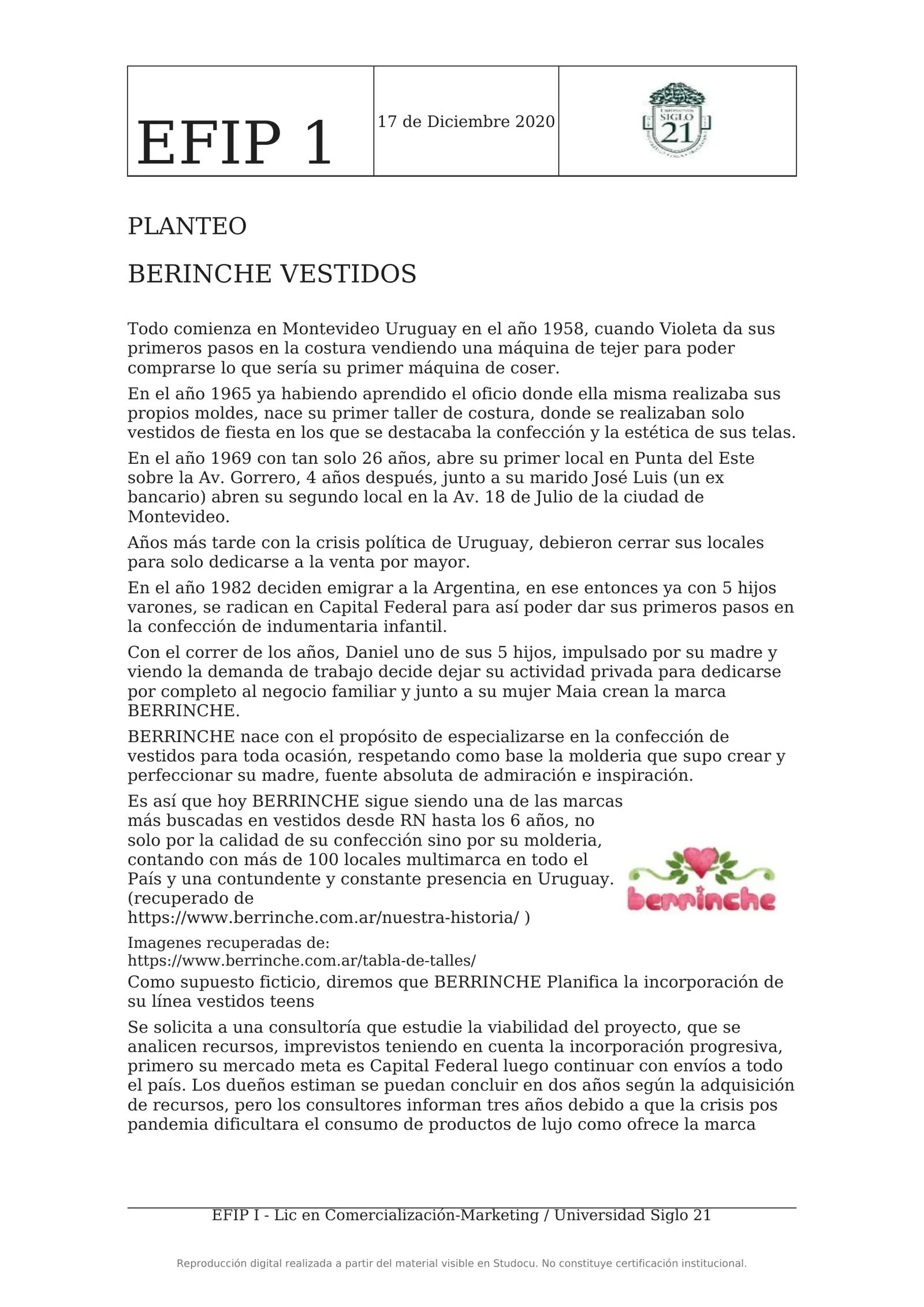 Caso práctico Berrinche - EFIP I Comercialización Marketing